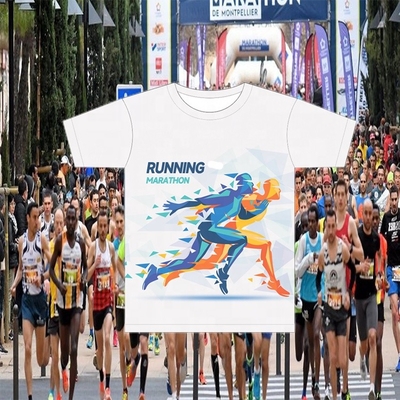 acheter Marathon courir en sublimation T-shirts de sport imprimés Crewneck Dri Fit T-shirt sublimé online manufacture