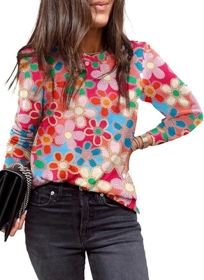 acheter Polka décontractée avec des tops en pointillés Crewneck chemises à manches longues Sweatshirts légers et lâches online manufacture