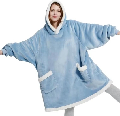 acheter Manches longues en flanelle Sherpa surdimensionné couvertures à capuche TV chemise à capuche couverture online manufacture