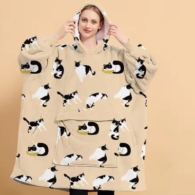 Animaux en peluche de luxe couverture en capuchon en flanelle chaude pour adultes couverture en capuchon surdimensionnée