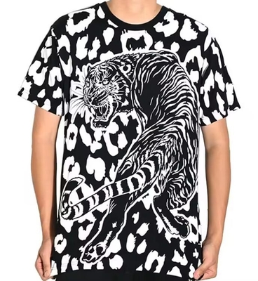 Nouveau design mode Léopard motif partout Sublimation T-shirt équipage cou décontracté