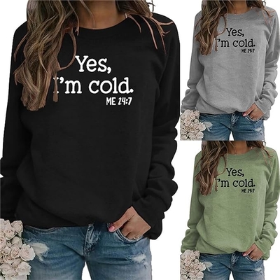 Des lettres drôles imprimées Casual Loose Sublimation Pullover Sweater Imprimé sur demande OEM