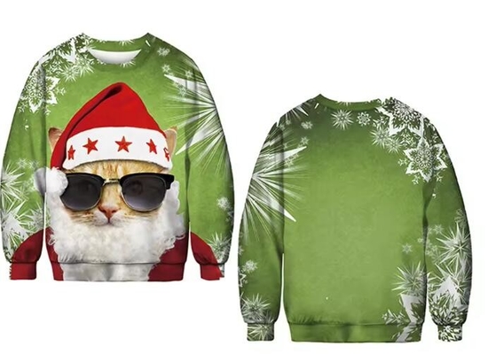 Pour hommes, pull imprimé en 100% polyester à col rond