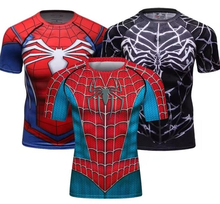 T-shirt de compression à manches courtes Sublimation Bjj MMA Porter des vêtements de super-héros