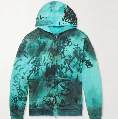 Graffiti Imprimé surdimensionné Troublé Hoodie déchiré