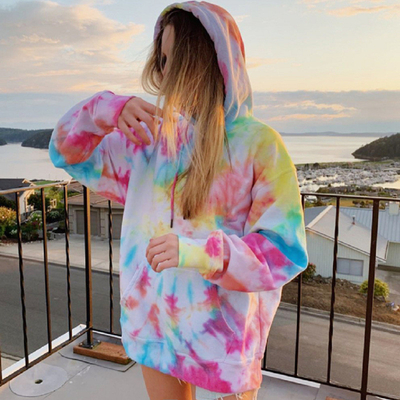 Couleur de cravate imprimée surdimensionnée Hoodie Casual