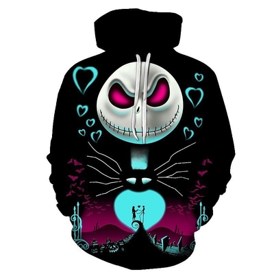 Jack à crâne d'Halloween imprimé en 3D imprimé surdimensionné Hoodie confortable