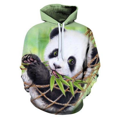 Homme surdimensionné Panda imprimé Hoodie à manches longues avec poche