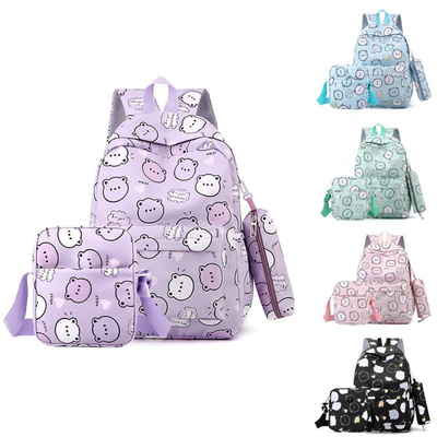 Sac à dos frais Sac à dos polyvalent Junior High School Ours dessin animé Sac à dos d'impression de grande capacité Sac scolaire étudiant