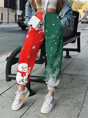 Pantalon pour femmes automne hiver nouveau pantalon féminin de Noël sublimation imprimé pantalon de sport décontracté