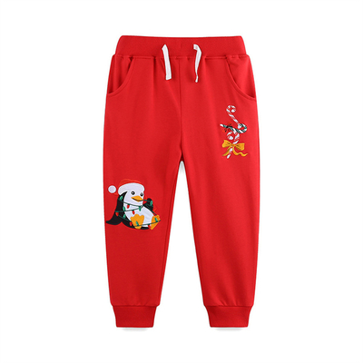 Jeunes filles Nouveau style de Noël Pantalon de sport pour enfants Tissu de coton brodé Sweatpants pour enfants