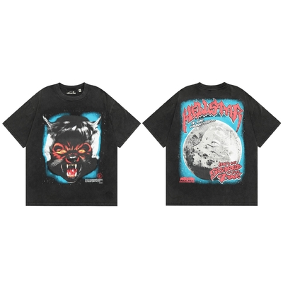 T-shirts graphiques surdimensionnés pour hommes Cou à manches courtes Vintage T-shirts de rue