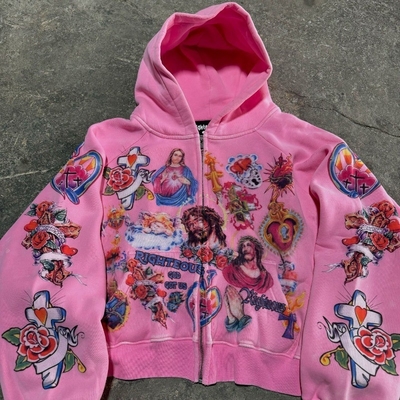 Retro gothique rock lettre imprimé pull capoté Harajuku all-match pull ensemble de couple